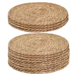 Pot Mats Handwoven Rattan Placemats Round Heat Insulation Mats Natural Woven Table Mats For Dining Home Wedding Decor - Image 2