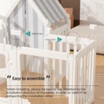 Pet Playpen with House Foldable Dogs Cats Fence Cage Indoor Puppy Safety Barrier Small Medium Dogs Anti-Escape Pets Enclosure - Image 3