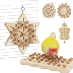 Parrot Chewing Toys Natural Wooden Parrots Block Cork Puzzle Toy Hanging Small Birds Playing Tearing Toy Bird Cage Accessories