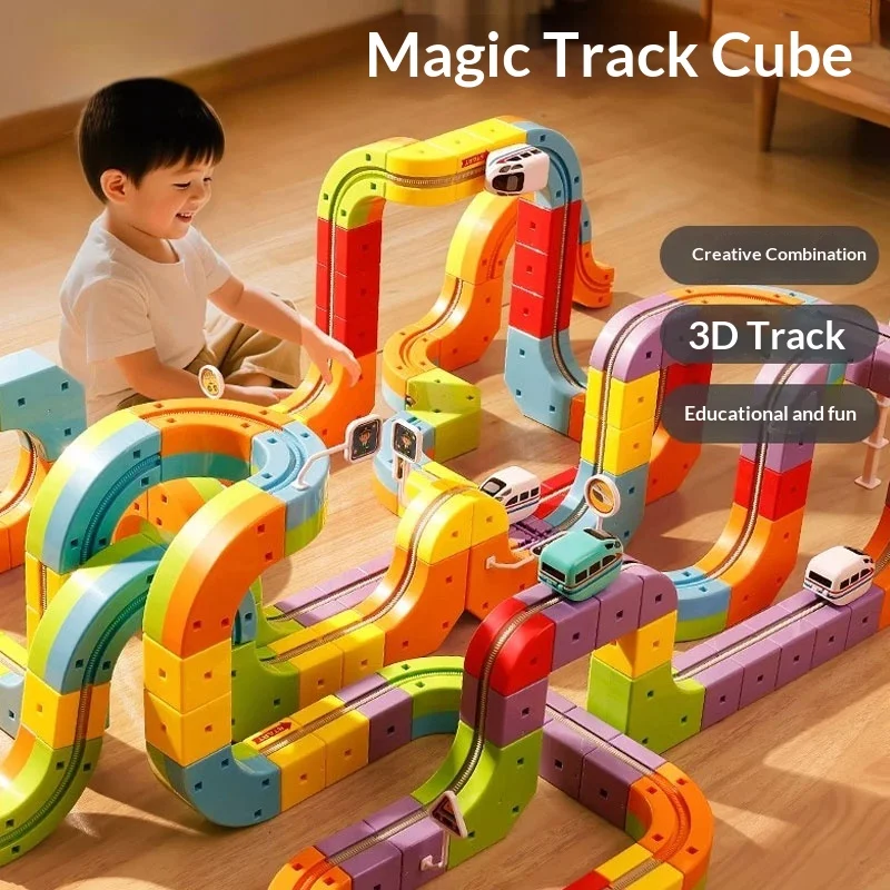 kf-Sabf6540565794c63a87d96e3f9f61870z Versatile Magnetic Track Car Magnetic Sheet Children'S Puzzle Toy Electric Magical Magnetic Block Anti Gravity Toy Birthday Gift - Image 1