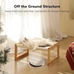 Cat raised wooden bed, with removable mattress cover, maximum load 10 kg, White - Image 5