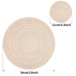 Set of 6 Round Placemats and Coasters Braided Woven Place Mats Washable Heat Resistant Table Mats and Coasters for Dining Table - Image 3