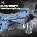 HUIQIBAO MOC 1389PCS V-22 Tiltrotor Aircraft Helicopter Building Block Children Military Airplane model Bricks Toy home Decor. - Image 3
