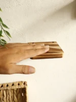 Rustic Wooden Wall Shelf Square Floating Shelves Ledge Boho Home Decor Plant Flower Pot Wall Hanging Living Room Display Stands - Image 4