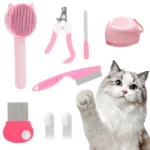 8Pcs Pet Grooming Kit - Nail Clipper Trimmer with Flea Comb & Detangling Brush Set for Dogs Cats, Grooming Tools