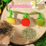 Cartoon Tomato Cat Scratch Toy Portable Plush Teaser Rope with Bell Funny Simulated Fruit Interactive Cat Teaser for Indoor Play - Image 4