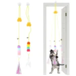Cat Swing Toy Elastic Sticky Disc Hanging Door Teaser Long Rope with Bell for Indoor Cats Interactive Play Exercise Pet Supplies