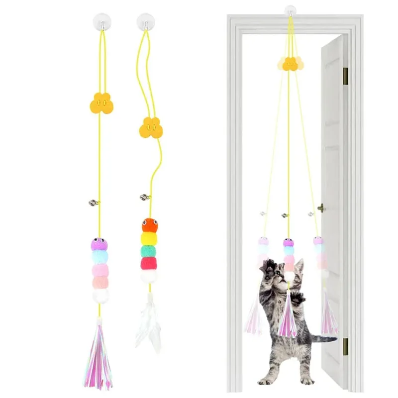 kf-Sbf1d394d48114fe2a74e3a30fa0f1a36Z Cat Swing Toy Elastic Sticky Disc Hanging Door Teaser Long Rope with Bell for Indoor Cats Interactive Play Exercise Pet Supplies - Image 1