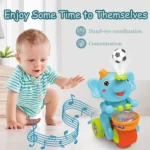 Baby Crawling Toy: Electronic Walking Elephant Drummer with Floating Ball, LED Lights, Music & Sounds | Interactive Sensory Toy - Image 5