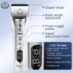 Fenice New Upgrade 5000mA Capacity Cordless LCD Screen Pets Dog Grooming Clippers Rechargeable Haircut Shaver for Trimming Salon - Image 4