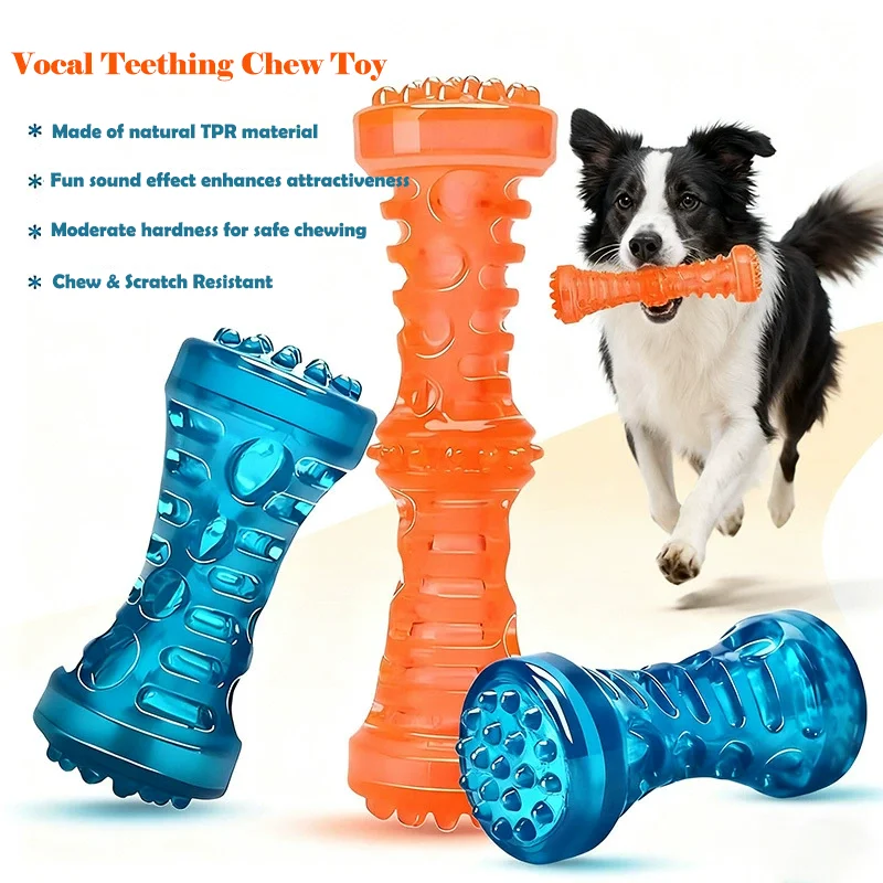 kf-Sc0f2507ccc4a48fc9234183e597a88c8N TPR Squeaky Dog Toy Plastic Bone Shape Chew Toy for Dogs with Sound Teeth Cleaning Anti - Bite Molar Stick Pet Supplies - Image 1