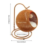Hand Weaving PP Imitation Rattan Freestanding Cat Swing Bed Suspended Basket Design Detachable with Cooling Mat - Image 4