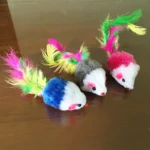 1PC Fake Mouse Colorful Feather Interacts with Cat Cute Soft Wool Fun Play Training Cat Kitten Pet - Image 4