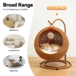 Hand Weaving PP Imitation Rattan Freestanding Cat Swing Bed Suspended Basket Design Detachable with Cooling Mat