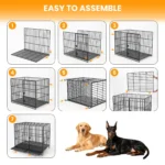 Heavy Duty Escape-Proof Metal Dog Crate Steel Kennel Dog Cage with 3 Doors, Removable Tray, Locking Wheels Medium/Large Breeds - Image 5