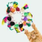 1PC Fake Mouse Colorful Feather Interacts with Cat Cute Soft Wool Fun Play Training Cat Kitten Pet