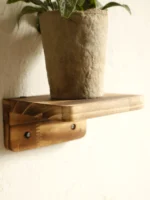 Rustic Wooden Wall Shelf Square Floating Shelves Ledge Boho Home Decor Plant Flower Pot Wall Hanging Living Room Display Stands - Image 5