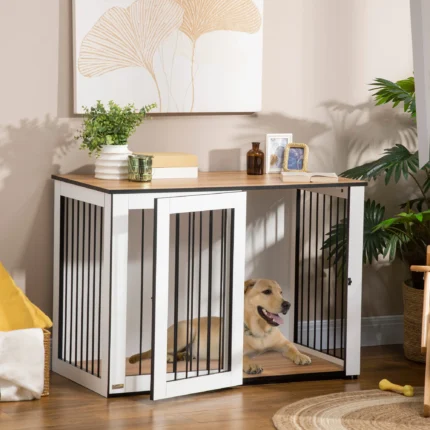 PawHut dogs cage furniture with doors window modern steel dogs box for home indoor dog house for dogs up to 30 kg