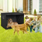 Dog Wire Crate Cover Waterproof Pet Cage Covers With Two Entrance Doors Cage Cover Universal Made Of 210D Silver Coated Oxford - Image 4