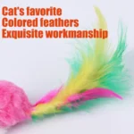 1PC Fake Mouse Colorful Feather Interacts with Cat Cute Soft Wool Fun Play Training Cat Kitten Pet - Image 3
