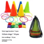 1 Set Outdoor Toy For Kid Adult Party Games Ring Toss Game Carnival Combo Kit Soft Plastic Cones Ring Toss Game - Image 6