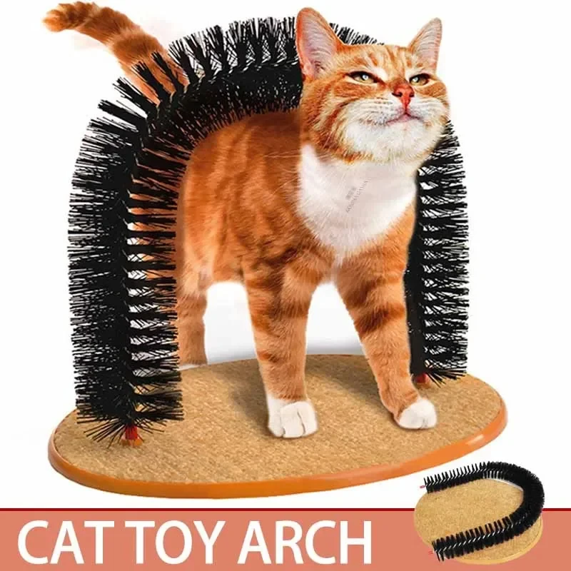 kf-Se381888dc81a475eb39f9c2161b19252k Cat Toy Arch Self Groome Pamper Feline with A Massage Grooming Rubbing Brush with Scratching Pad Toy for Cats Interactive Toys - Image 1