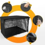 Dog Wire Crate Cover Waterproof Pet Cage Covers With Two Entrance Doors Cage Cover Universal Made Of 210D Silver Coated Oxford - Image 6
