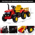 12V Kids Electric Tractor with Removable Trailer, Ride-On Electric Car Toys with Music MP3 3-Speeds 7 LED Lights for 3-6 years - Image 2