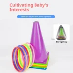 1 Set Outdoor Toy For Kid Adult Party Games Ring Toss Game Carnival Combo Kit Soft Plastic Cones Ring Toss Game - Image 5