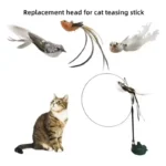 Cat toys cat self-sexy feather suction cup teasing cat stick with bell bird replacement head resistant to bite pet cat dog toys - Image 2