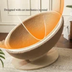 Handwoven Cat Bed with Solid Wood Base - 19.69 Inch Round Pet Nest for Indoor Cats, Stylish Natural Fiber Bedroom Furniture - Image 5