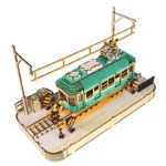 3D Wooden Puzzle Streetcar Sakura Journey Tram Station Retro Car Bus Model DIY Assembly Toys For Children Kids Desk Decoration - Image 5