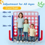 Jumbo Four in a Row-in-a-Row Floor Game, Adjustable Height/42 Large Rings/Quick Release Slide, Outdoor Indoor Family Party Toys - Image 4