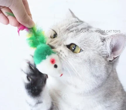 Soft Fleece False Mouse Cat Toys Colorful Feather Funny Playing Toys for Cats Interactive Toys Juguetes