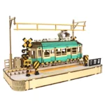 3D Wooden Puzzle Streetcar Sakura Journey Tram Station Retro Car Bus Model DIY Assembly Toys For Children Kids Desk Decoration - Image 2