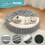 Calming Warm Kitten Bed Round Hooded Cat Cave, Indoor Puppy Sleeping Bed Suitable for Cat Dog Non-Slip Bottom Cat Cushion - Image 2