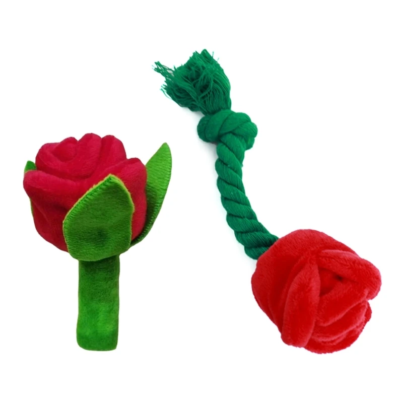 kf-Sf46d4d2d2fc64886bc34b3c139f8f1bcU Stuffed Dog Toy Squeak Rose Flower Plush Chew Toy for Small and Dogs - Image 1