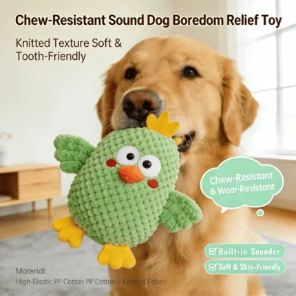 Dog Chew Toy Green Chicken Plush Toy Durable Interactive Puppy Teething Toy For Small Medium Large Breed Dogs Squeaky Pet Toy
