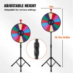 SucceBuy 18 Inch Tabletop Color Prize Wheel w/ Folding Tripod Floor Stand 14 Slots Dry Erase for Win Fortune Spinning Stand Game - Image 5