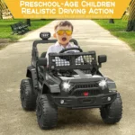 Electric Car Kid 12V Children's Ride On Off-Road Car Toys with Suspension Spring/LED Lights/Bluetooth/2 Speeds for 3 to 8 Years - Image 3