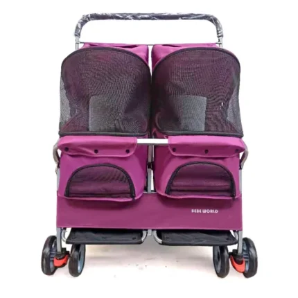 Multifunctional pet car Ultra-light two-seater pet buggy Detachable and washable trolley Universal pet car for cats and dogs