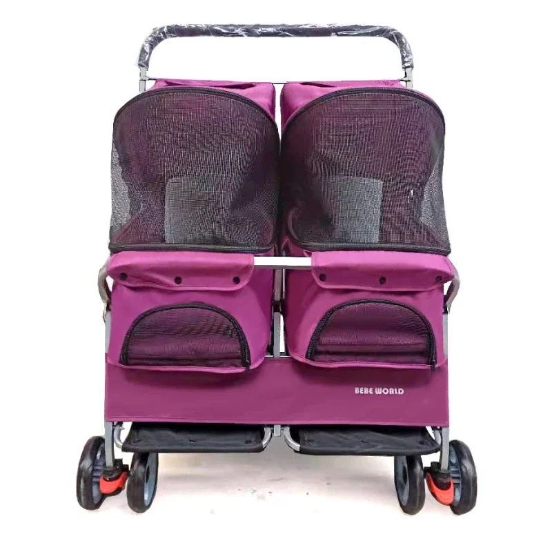 kf-Sf9aec6f6cb6c41e29da80842bd09092aP Multifunctional pet car Ultra-light two-seater pet buggy Detachable and washable trolley Universal pet car for cats and dogs - Image 1