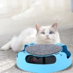 Catch Mouse Motion Cat Interactive Fun Puzzle Rotating Cat Mouse Toys with Scratching Pad for Cats Kittens Cats