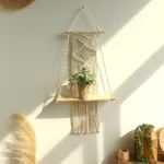 Macrame Wall Shelf Wood Floating Shelves Flower Pot Display Stand Hanging Wall Boho Home Decoration Living Room Decors Aesthetic