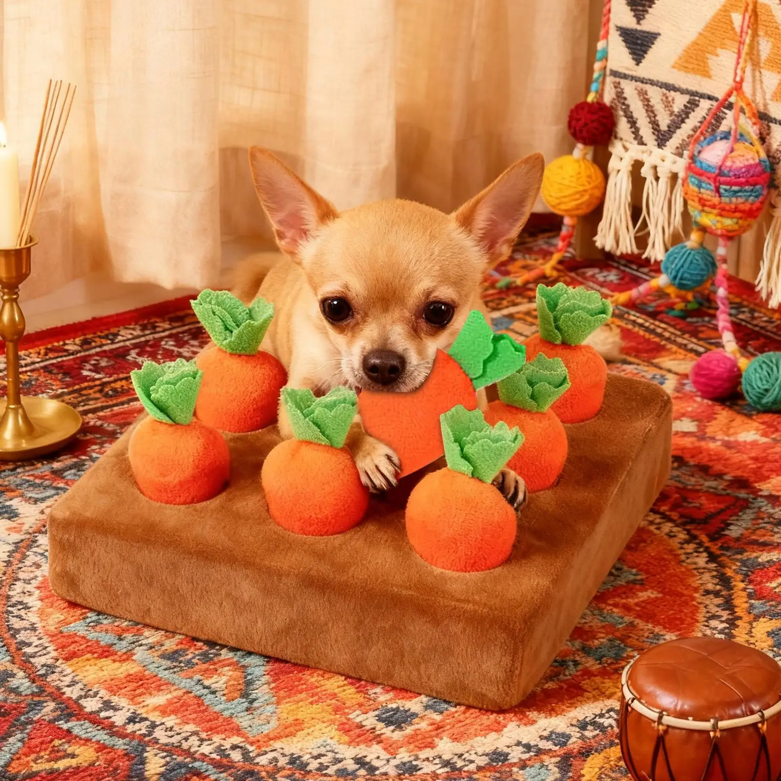 kf-Sfd2b4606e91f4e83b4a205b2bbe777a8F Innovative Dog Toy Snuffle Mat Funny Enrichment Interactive Pet Carrot Puzzle Toy Dog Activity Mat for Pet Plush Carrot Toy Mat - Image 1