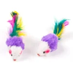 1PC Fake Mouse Colorful Feather Interacts with Cat Cute Soft Wool Fun Play Training Cat Kitten Pet - Image 6