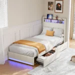 Anajqaqia 90×200 cm Children's bed. Upholstered Bed with Lath frame and Headboard, Various types of bed frames, Without Mattress - Image 6