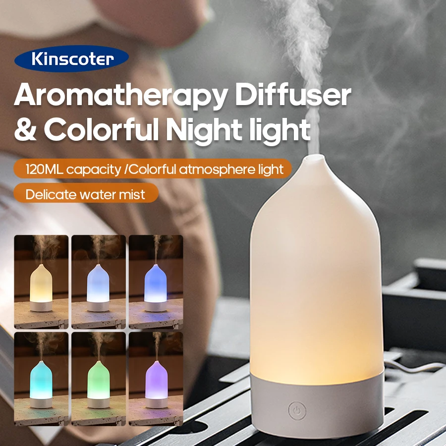 kf-S010722bc11804423b6486734cf6110baU KINSCOTER New Aroma Diffuser 120ml Portable Silent Air Humidifier Colorful Night Light Essential Oil Diffuser for Room Home - Image 1