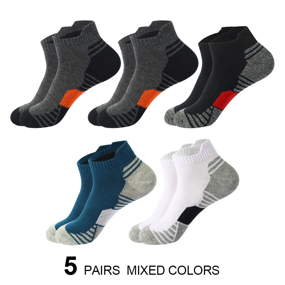 kf-S022fb4c77795415989e36951807e2864u 5 Pairs Men's Four Season Cotton Breathable Sports Socks Set Male Sport Ankle Socks Basketball Running Socks For Men - Image 1