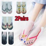 Flip-flop Ankle Sock Funny Women 3D Printing Pattern Flip Flop Socks Low Cut Floor Socks Hosiery Creative Novelty